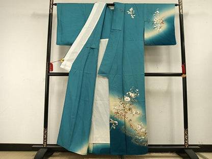 平和屋着物▽訪問着 単衣 草花文 金銀彩 正絹 逸品 AAAU8515fy