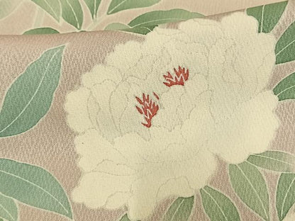 平和屋着物▽訪問着　単衣　刺繍　牡丹文　正絹　逸品　AAAU8518fy