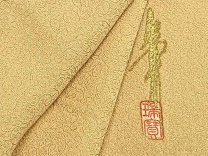 平和屋着物▽本草木染作家　瑞寶　色無地　単衣　飴色　正絹　逸品　AAAU8519fy