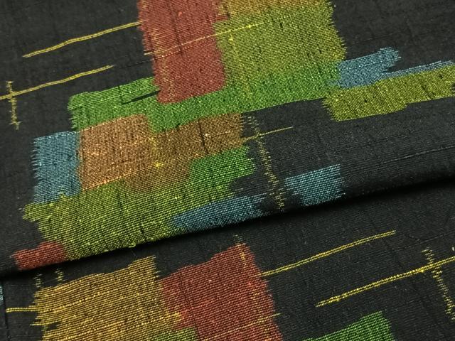 平和屋着物▽上質な紬 単衣 縮織 色紙重ね文 正絹 逸品 未使用 AAAU8520fy