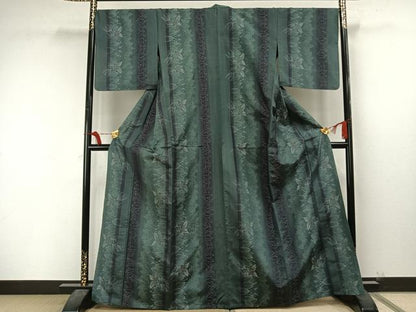 平和屋着物▽本場大島紬 単衣 草花間道 正絹 逸品 AAAU8523fy