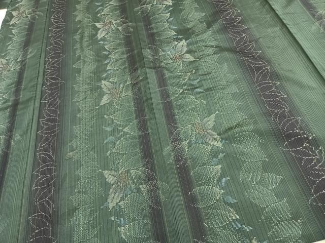 平和屋着物▽本場大島紬 単衣 草花間道 正絹 逸品 AAAU8523fy