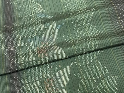 平和屋着物▽本場大島紬 単衣 草花間道 正絹 逸品 AAAU8523fy