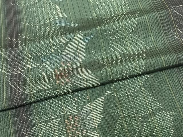 平和屋着物▽本場大島紬 単衣 草花間道 正絹 逸品 AAAU8523fy