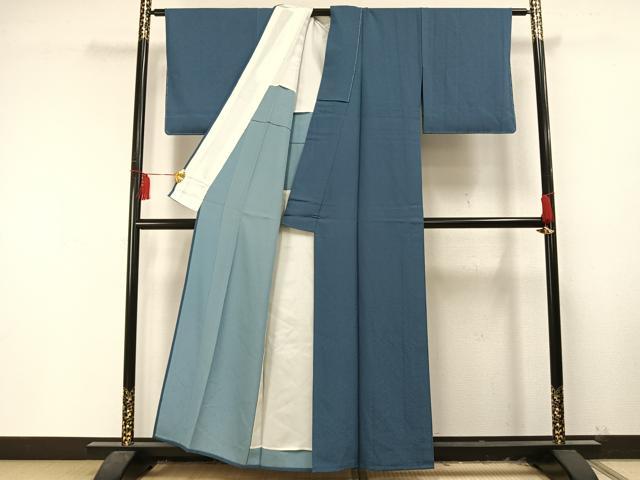 平和屋着物▽上質な色無地 単衣 藍鼠色 正絹 逸品 未使用 AAAU8526fy