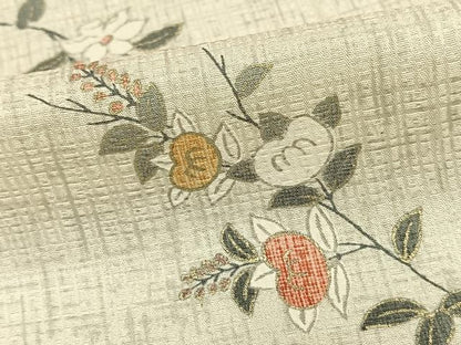 平和屋着物▽上質な小紋 単衣 草花文 正絹 逸品 AAAU8527fy