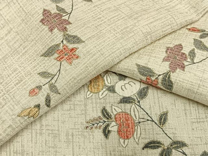 平和屋着物▽上質な小紋 単衣 草花文 正絹 逸品 AAAU8527fy