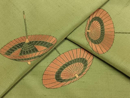 平和屋着物▽京の名門・菱屋六右ェ門 紬 単衣 番傘文 正絹 逸品 AAAU8530fy