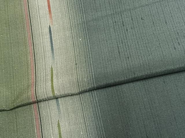 平和屋着物▽上質な紬 単衣 縞 正絹 逸品 AAAU8532fy