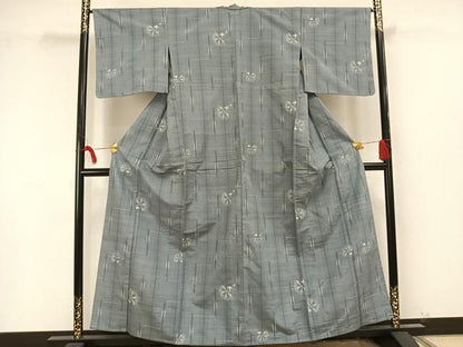 平和屋着物▽上質な紬 単衣 源氏車文 正絹 逸品 未使用 AAAU8533fy