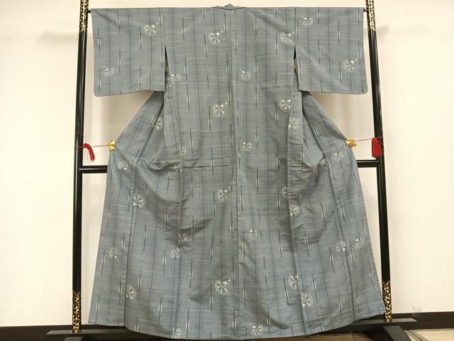 平和屋着物▽上質な紬 単衣 源氏車文 正絹 逸品 未使用 AAAU8533fy