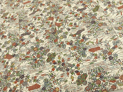 平和屋着物▽上質な小紋 単衣 型染め 草花文 正絹 逸品 AAAU8537fy