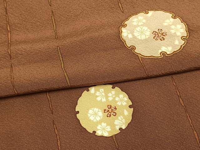 平和屋着物▽上質な小紋 単衣 雪輪花文 正絹 逸品 AAAU8538fy