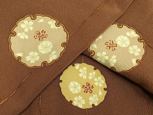 平和屋着物▽上質な小紋 単衣 雪輪花文 正絹 逸品 AAAU8538fy