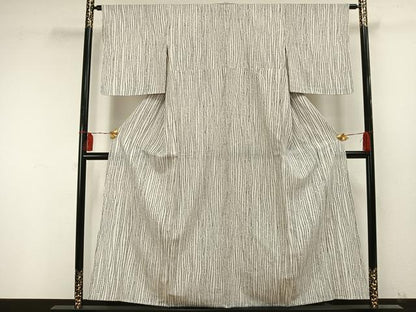 平和屋着物▽上質な小紋 単衣 木賊縞 正絹 逸品 AAAU8541fy