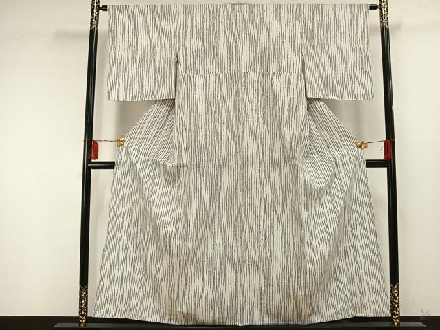 平和屋着物▽上質な小紋 単衣 木賊縞 正絹 逸品 AAAU8541fy