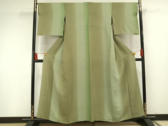 平和屋着物▽上質な小紋 単衣 縞 暈し染め 正絹 逸品 AAAU8544fy