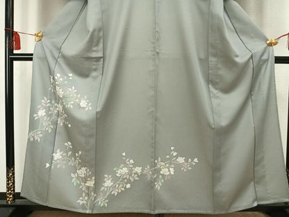 平和屋着物▽訪問着 単衣 枝花文 正絹 逸品 AAAU8546fy