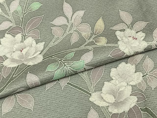 平和屋着物▽訪問着 単衣 枝花文 正絹 逸品 AAAU8546fy