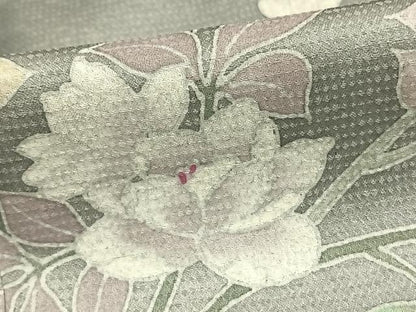 平和屋着物▽訪問着 単衣 枝花文 正絹 逸品 AAAU8546fy