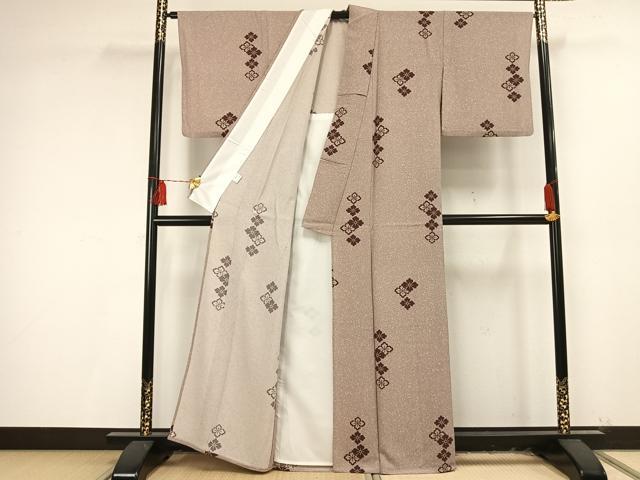 平和屋着物▽小紋 単衣 舞花文 洗える着物 AAAU8547fy