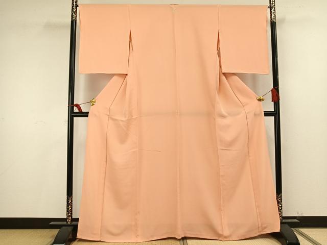 平和屋着物▽上質な色無地 単衣 洒落柿色 正絹 逸品 未使用 AAAU8552fy