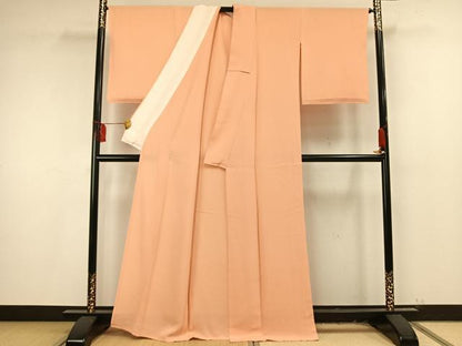 平和屋着物▽上質な色無地 単衣 洒落柿色 正絹 逸品 未使用 AAAU8552fy