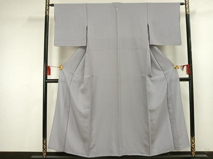 平和屋着物▽上質な色無地 単衣 牡丹鼠色 正絹 逸品 AAAU8554fy