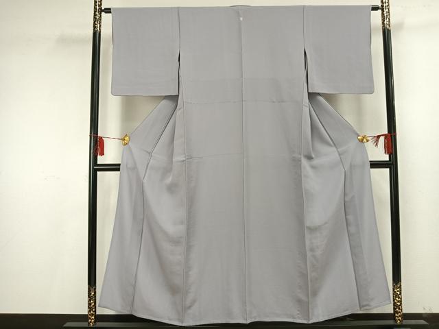 平和屋着物▽上質な色無地 単衣 牡丹鼠色 正絹 逸品 AAAU8554fy