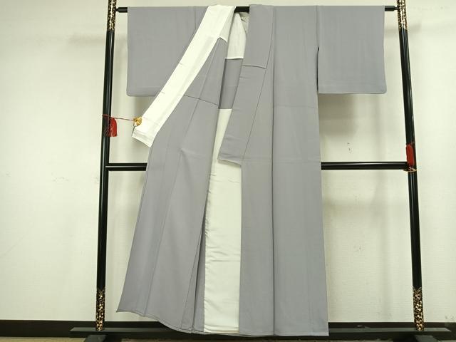 平和屋着物▽上質な色無地 単衣 牡丹鼠色 正絹 逸品 AAAU8554fy