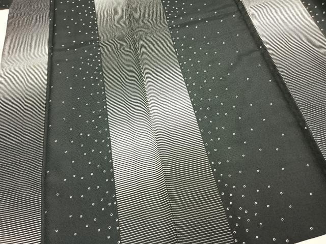 平和屋着物▽小紋　単衣　横縞　洗える着物　AAAU8556fy