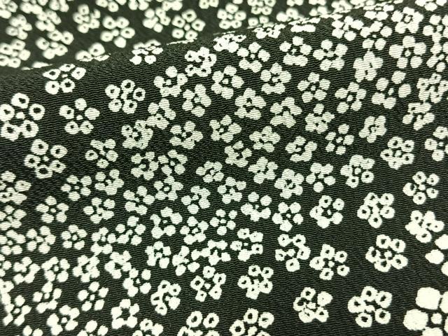 平和屋着物▽小紋 単衣 花尽くし 黒地 洗える着物 AAAU8565fy
