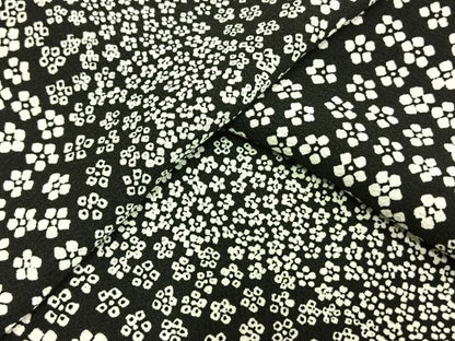 平和屋着物▽小紋 単衣 花尽くし 黒地 洗える着物 AAAU8565fy