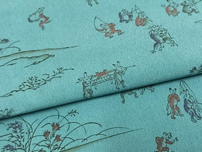 平和屋着物▽小紋 単衣 鳥獣戯画 洗える着物 AAAU8567fy