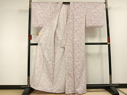 平和屋着物▽小紋 単衣 草花文 洗える着物 AAAU8570fy