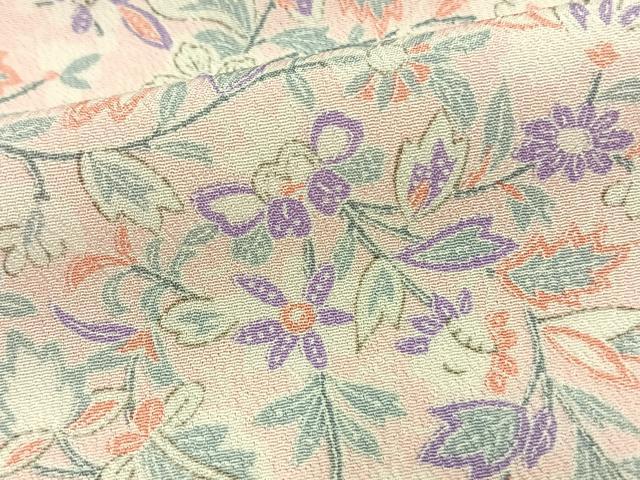 平和屋着物▽小紋 単衣 草花文 洗える着物 AAAU8570fy