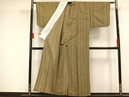 平和屋着物▽小紋 単衣 変わり縞 洗える着物 AAAU8572fy
