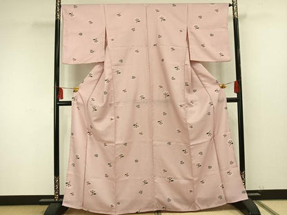 平和屋着物▽小紋 単衣 草花文 洗える着物 AAAU8573fy