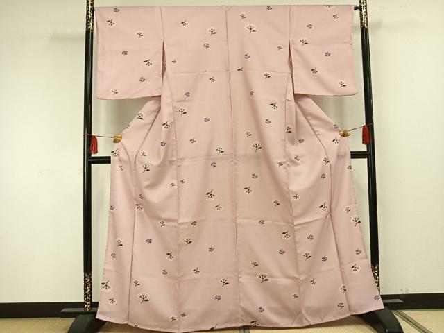 平和屋着物▽小紋 単衣 草花文 洗える着物 AAAU8573fy