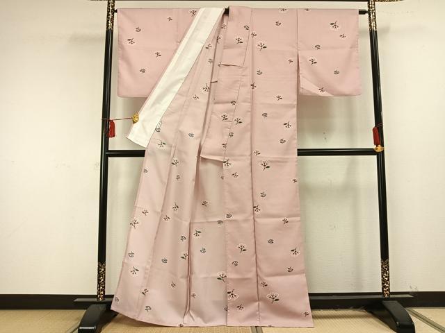 平和屋着物▽小紋 単衣 草花文 洗える着物 AAAU8573fy