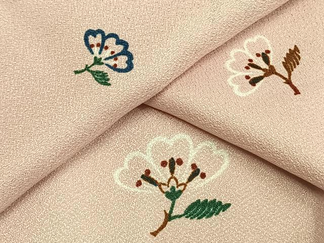 平和屋着物▽小紋 単衣 草花文 洗える着物 AAAU8573fy