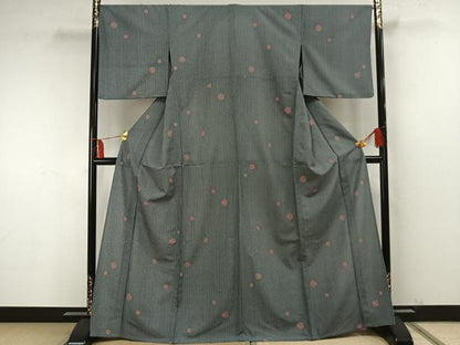 平和屋着物▽小紋　単衣　花丸文　やまと誂製　洗える着物　AAAU8574fy