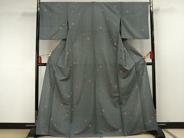 平和屋着物▽小紋　単衣　花丸文　やまと誂製　洗える着物　AAAU8574fy