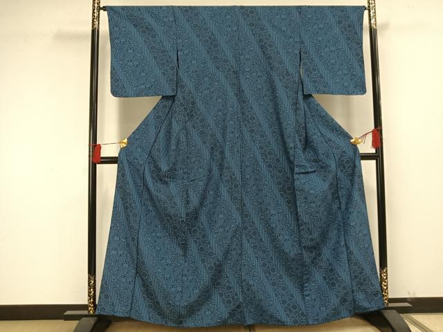 平和屋着物▽小紋 単衣 花蝶文 洗える着物 AAAU8577fy