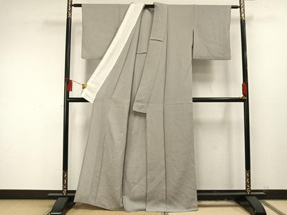 平和屋着物▽上質な色無地 単衣 薄雲鼠色 正絹 逸品 AAAU8581fy