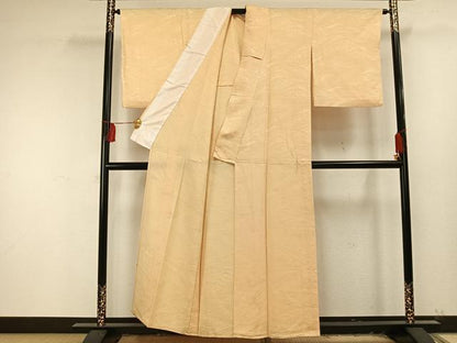 平和屋着物▽上質な色無地 単衣 流水地紋 蜂蜜色 正絹 逸品 AAAU8582fy