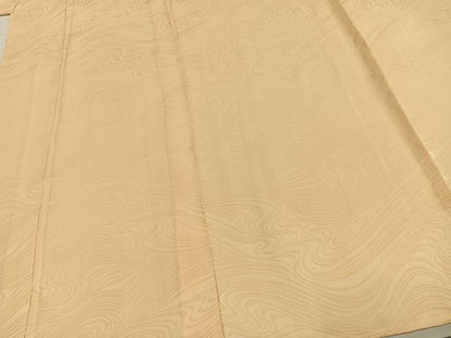 平和屋着物▽上質な色無地 単衣 流水地紋 蜂蜜色 正絹 逸品 AAAU8582fy