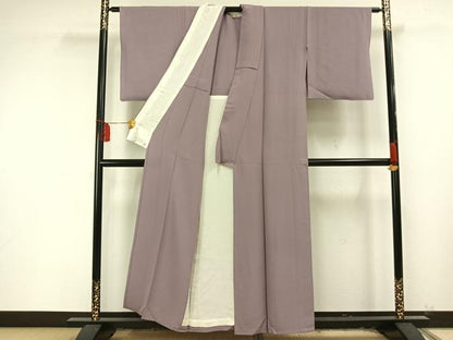 平和屋着物▽上質な色無地　単衣　浅紫色　正絹　逸品　AAAU8584fy