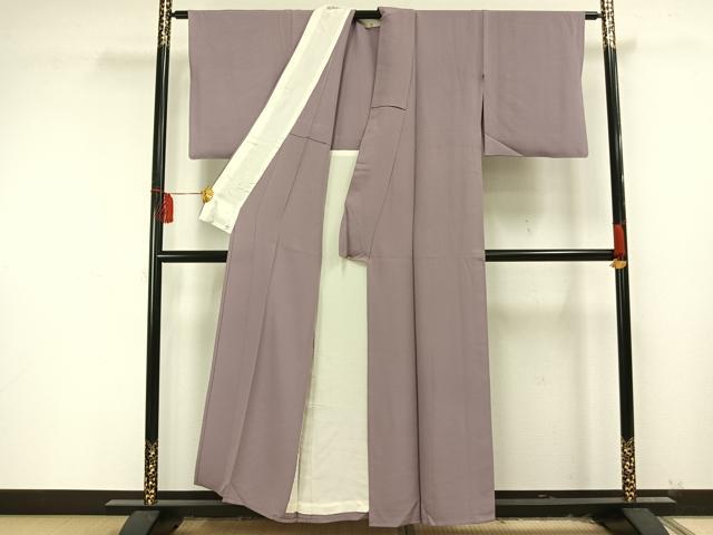 平和屋着物▽上質な色無地　単衣　浅紫色　正絹　逸品　AAAU8584fy