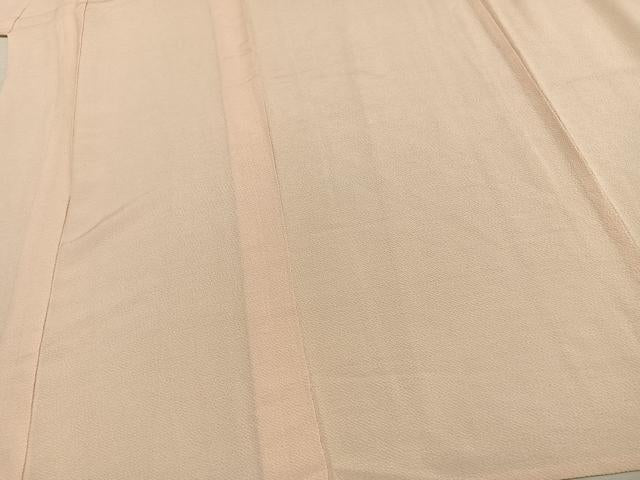 平和屋着物▽上質な色無地 単衣 薄卵色 鬼しぼ縮緬 正絹 逸品 AAAU8585fy